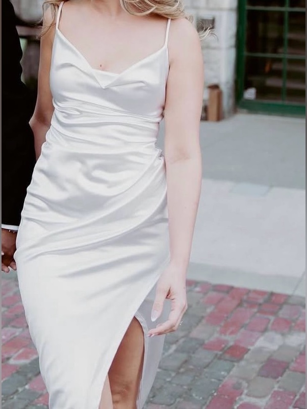 Ivory Satin Cowl Midi Slip Dress